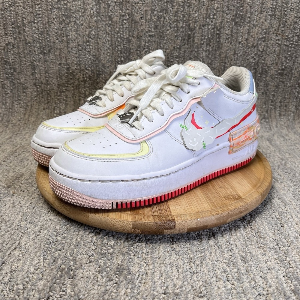 Nike Air Force 1 Women Size 7.5 Shadow Low Ghost Swoosh Multicolor Shoes Sneaker